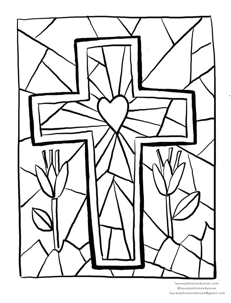 FREE Easter Cross Coloring Sheet