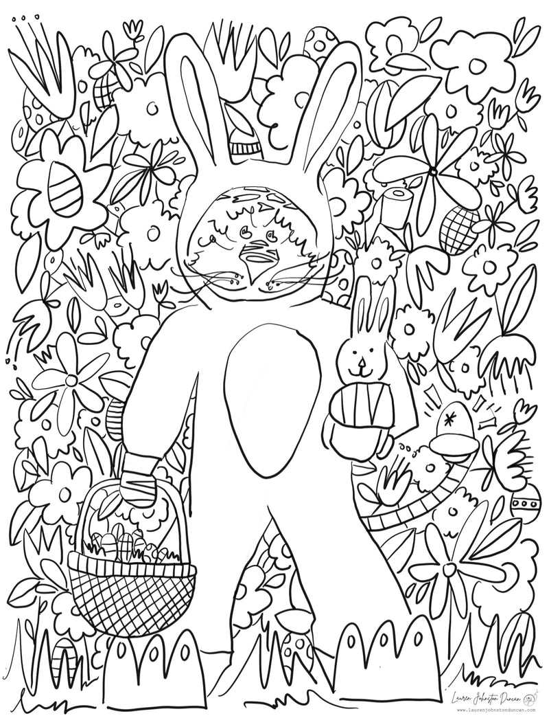 FREE Easter Bunny Aubie Coloring Sheet