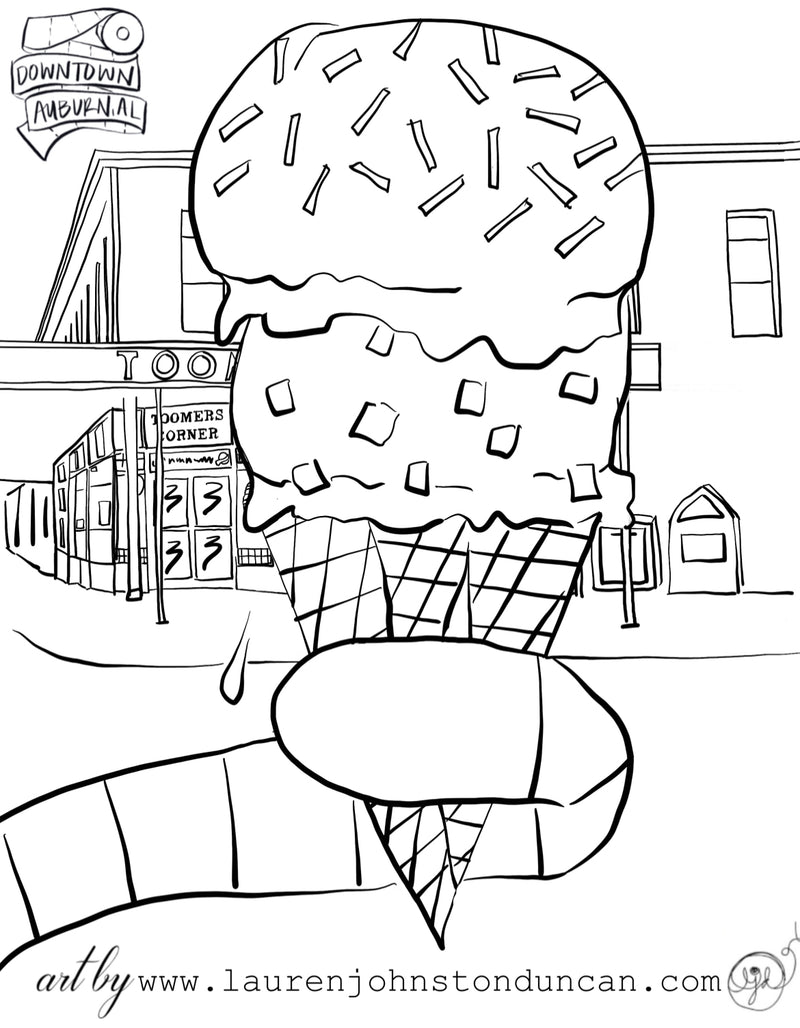 FREE DOWNLOAD SUMMER Downtown Auburn Coloring Sheet
