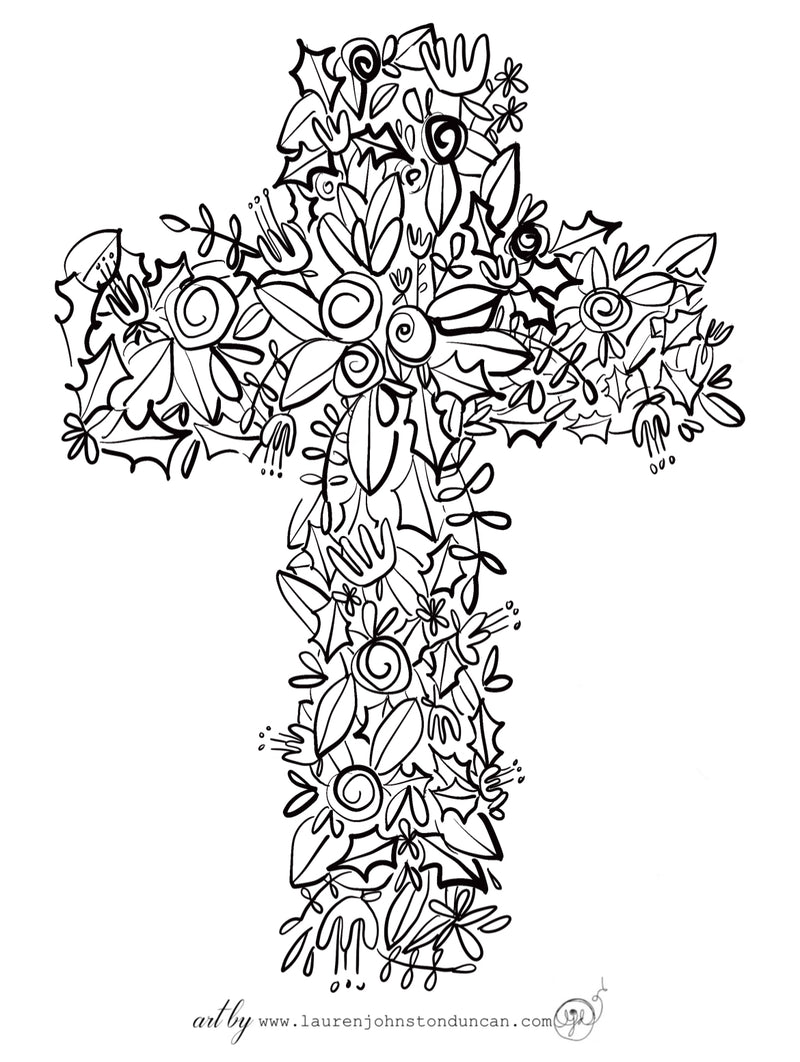 FREE Flower Cross Coloring Sheet