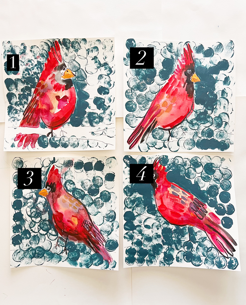 Red Bird Watercolor Studies