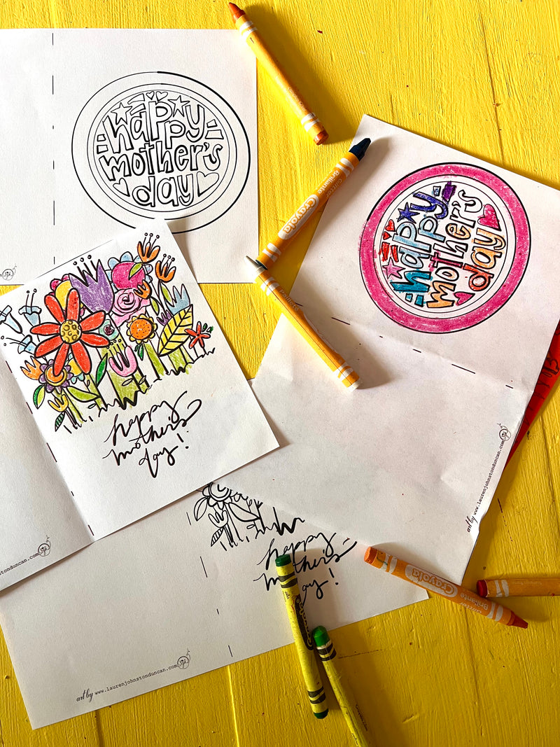 Mother’s Day Coloring Sheet Cards