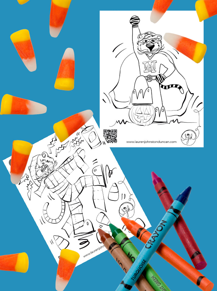 FREE Aubie Halloween Coloring Sheets