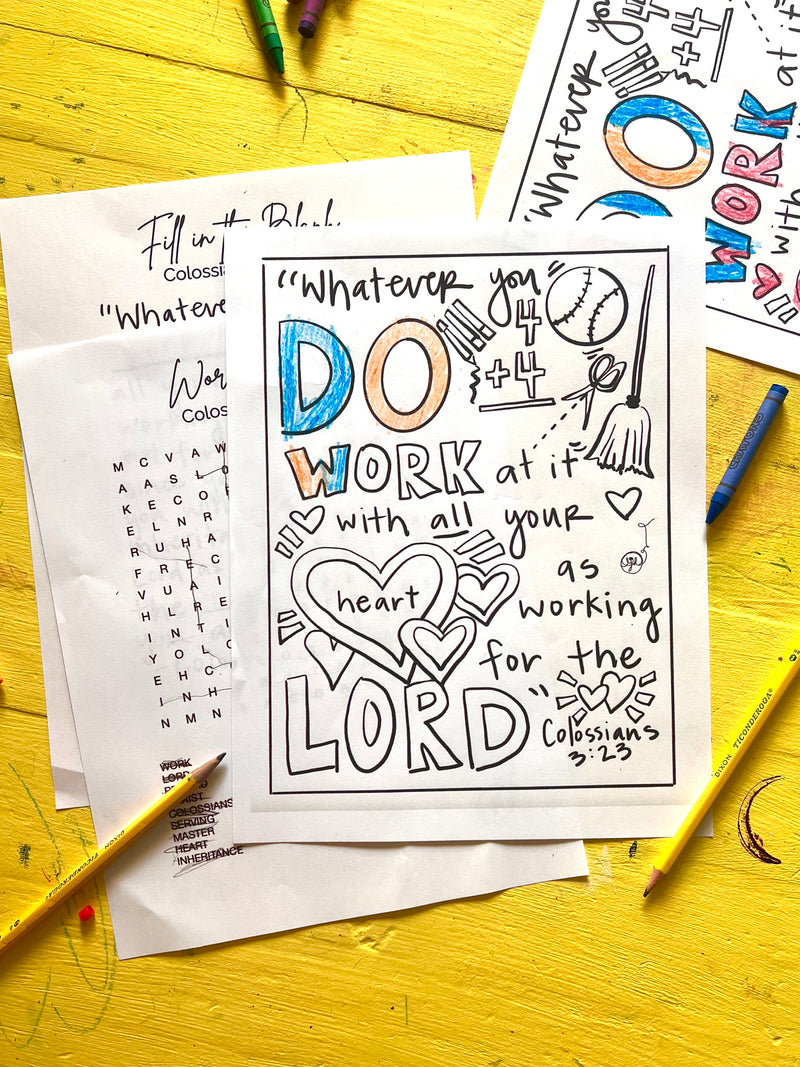 FREE Colossians 3:23-24 Packet